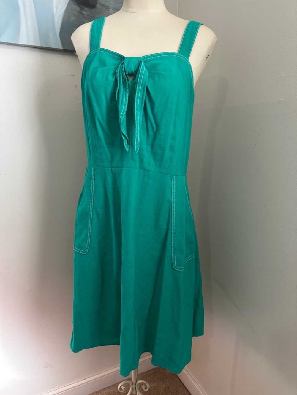 a.new day green Tie-Front Midi Dress